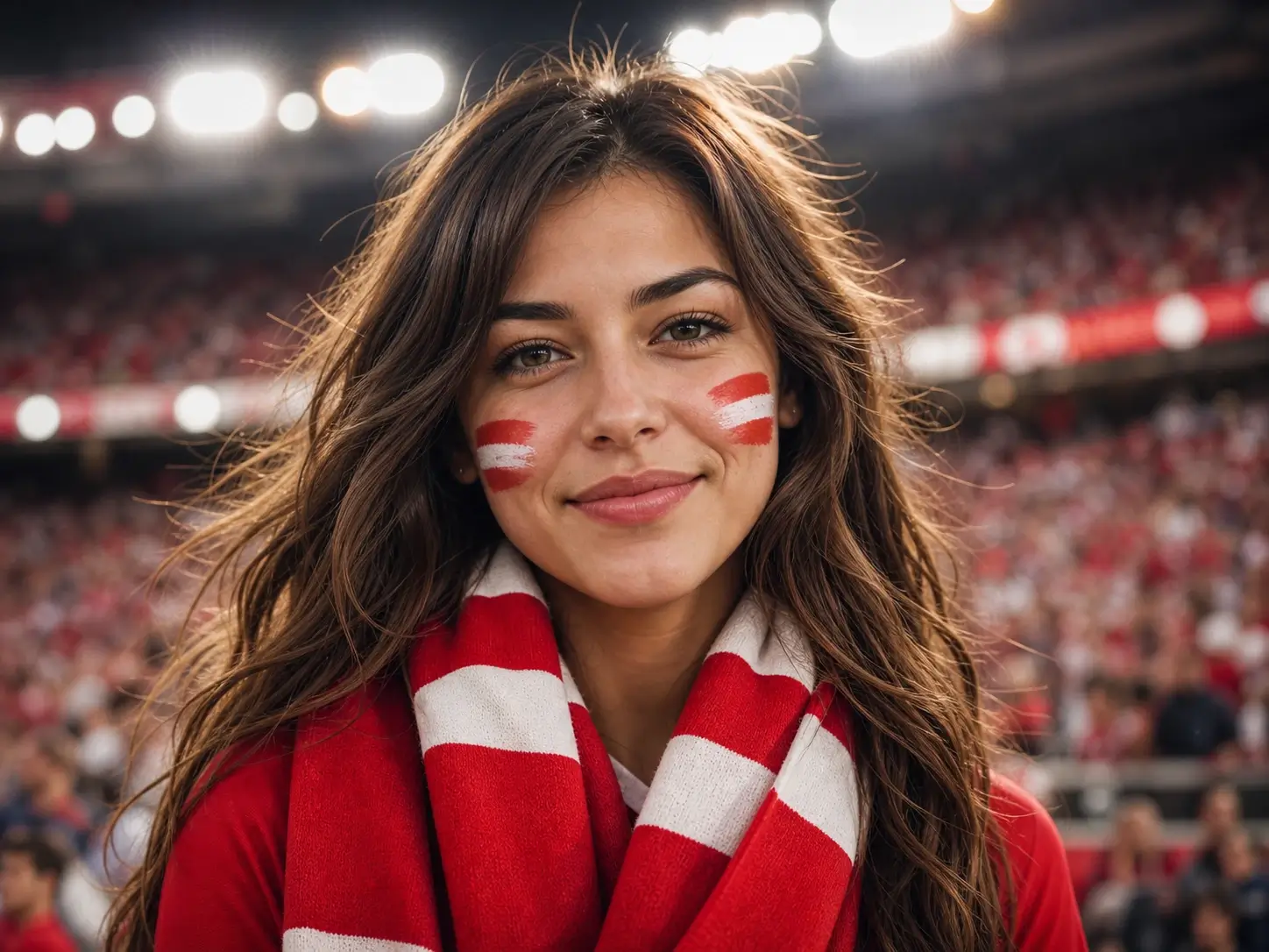 AI Football Avatar Maker preview showing a football fan profile photo with face paint and stadium lighting