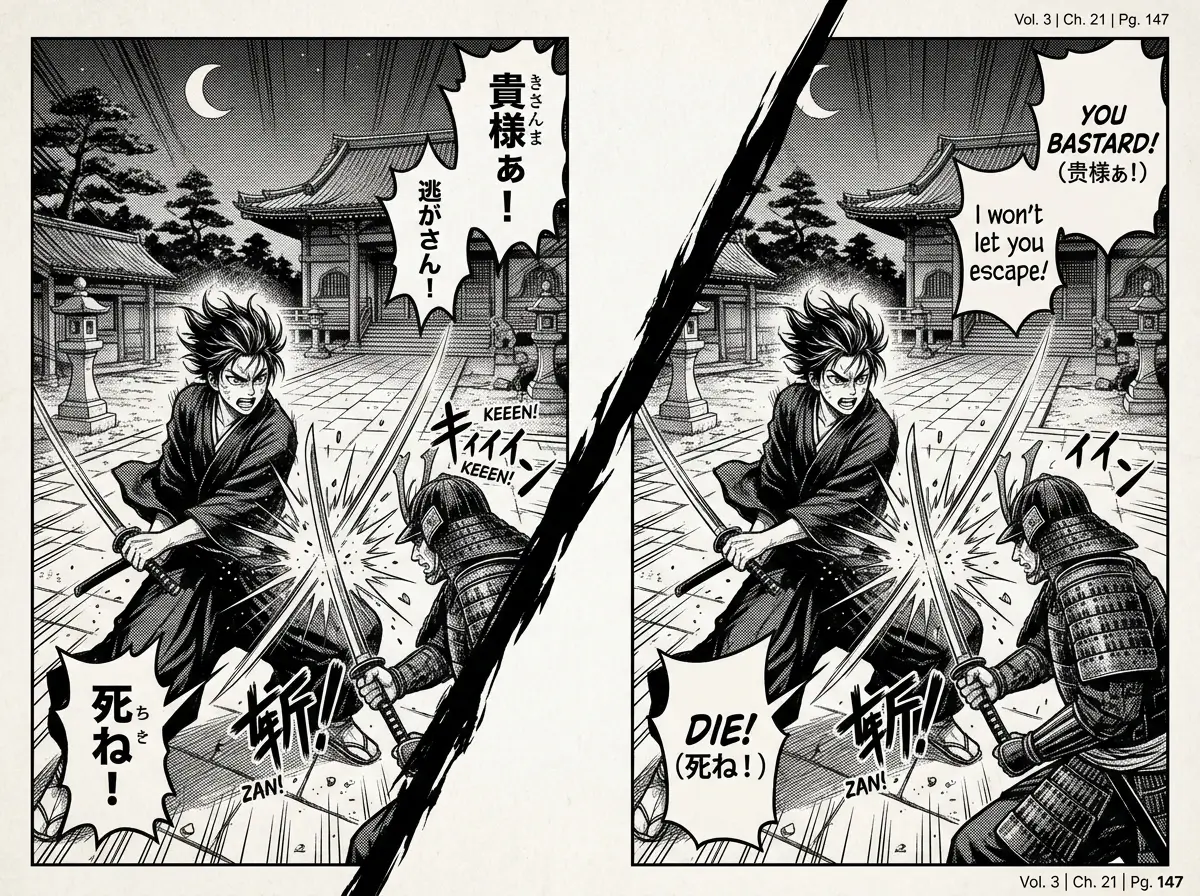 AI Manga Translator preview showing translated manga text while preserving page layout
