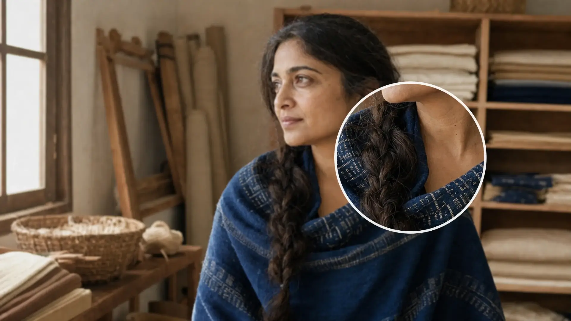 Fine portrait and fabric details shown more clearly after image upscaling