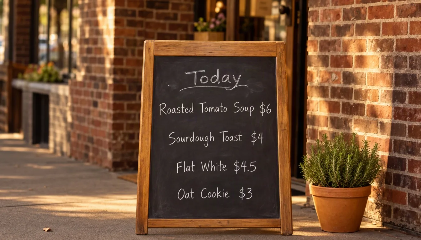 Chalkboard café menu