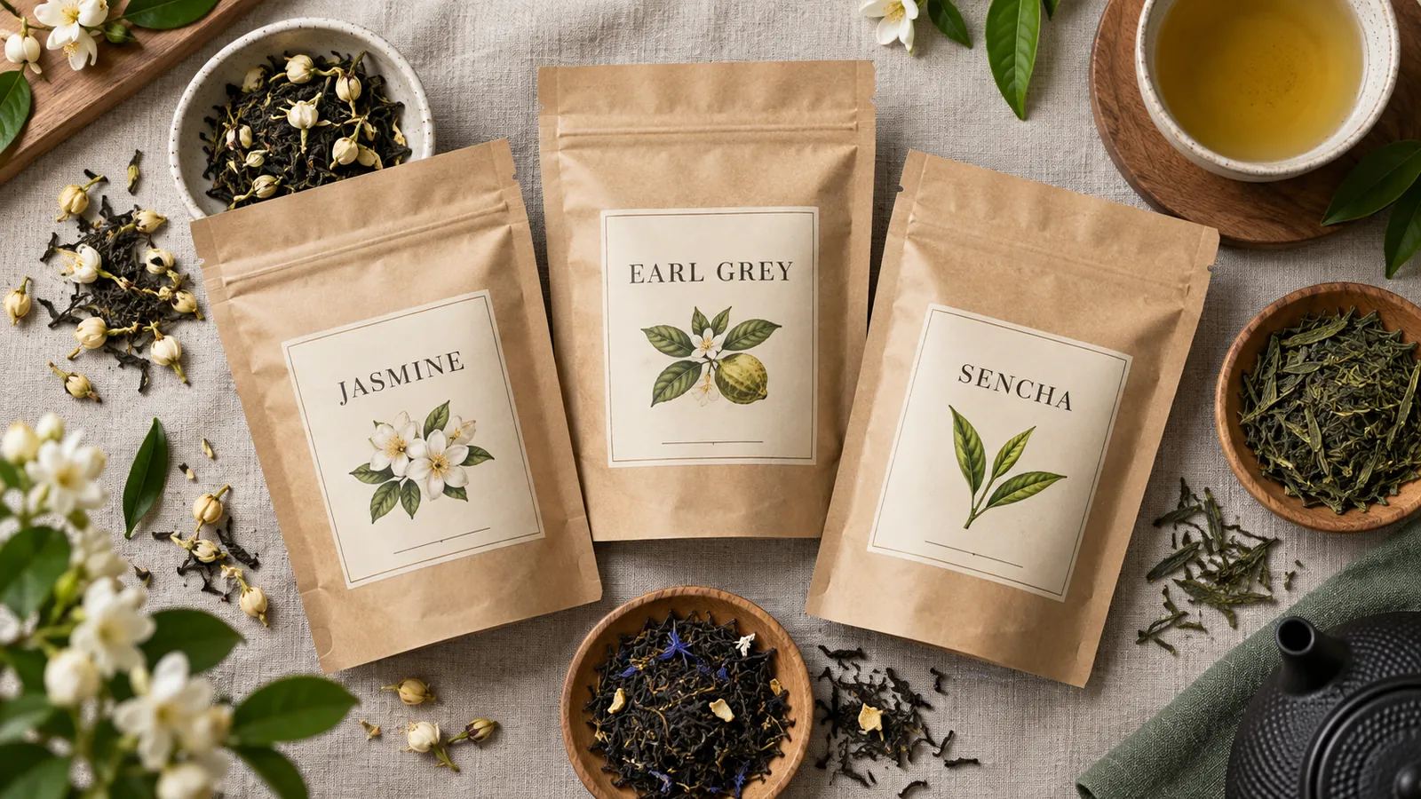 Tea packaging with clean type