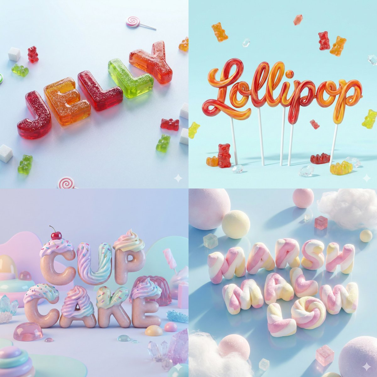 Hyperrealistic Candy Words