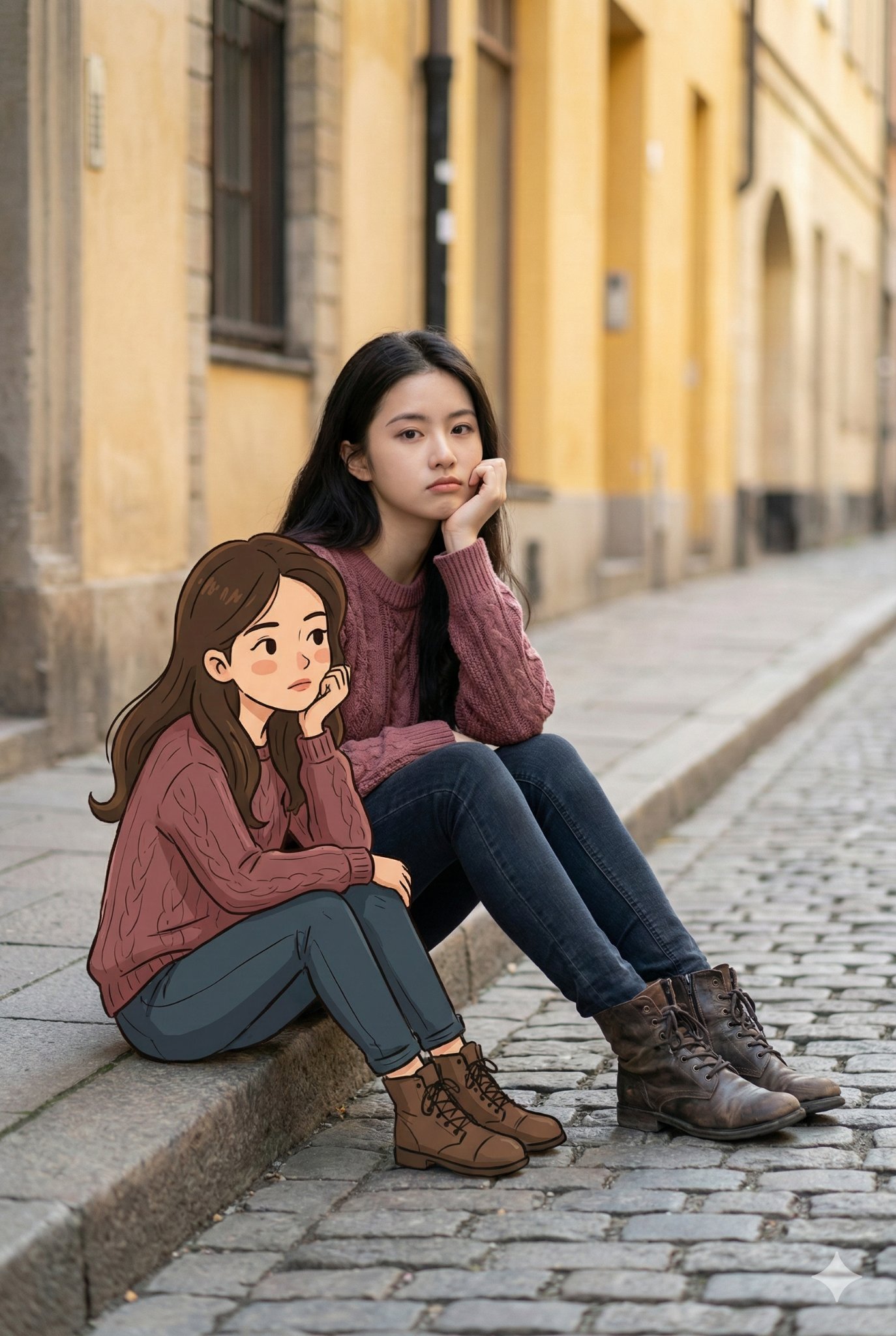 Self-Portrait with Cartoon Version