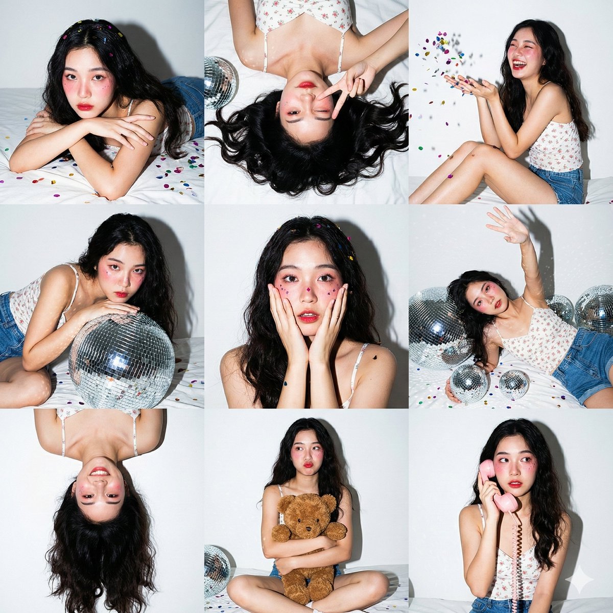 Grid Collage of Girls at Party