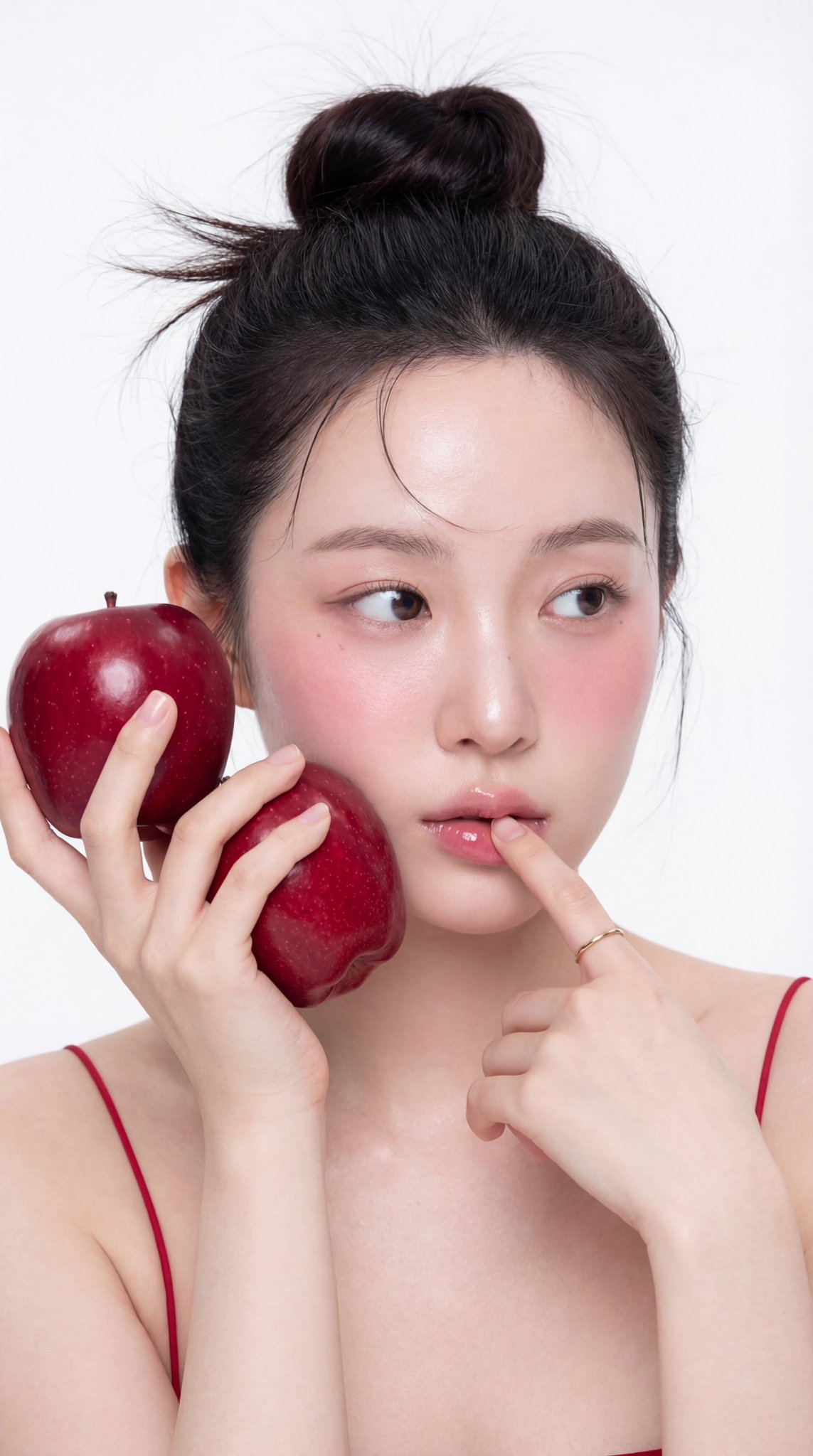 Studio Portrait Holding Red Apple