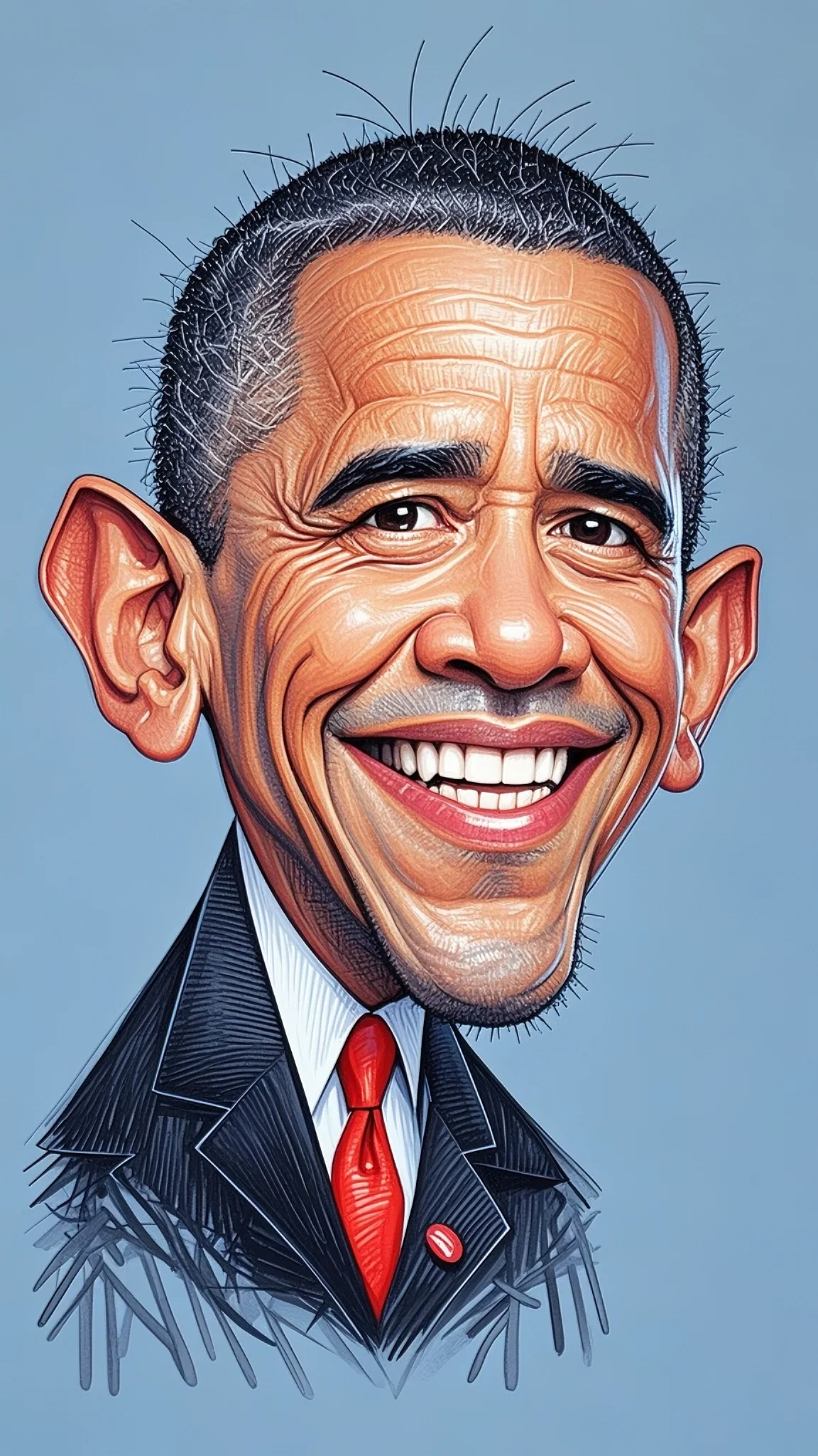 Exaggerated Caricature Portrait of Obama
