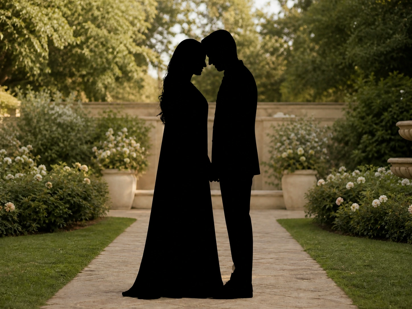 Matching couple or family converted into a silhouette