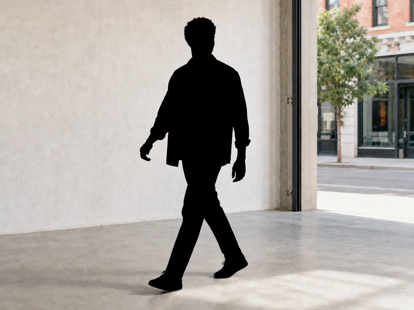 Matching full-body person converted into a silhouette