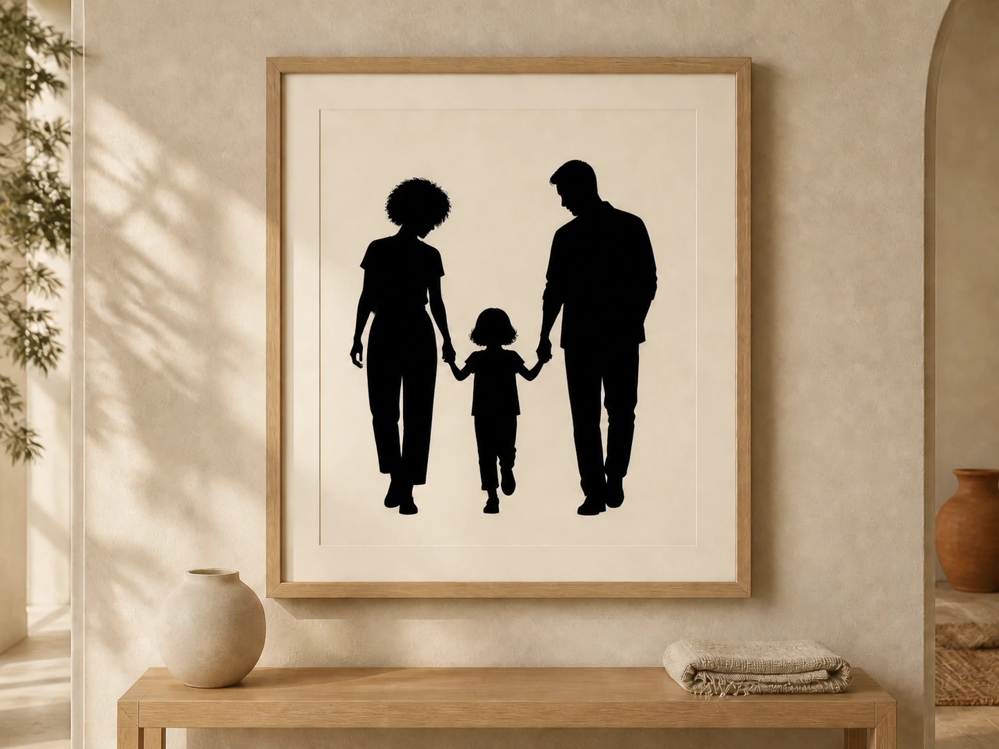 Couple or family silhouette with a shared pose