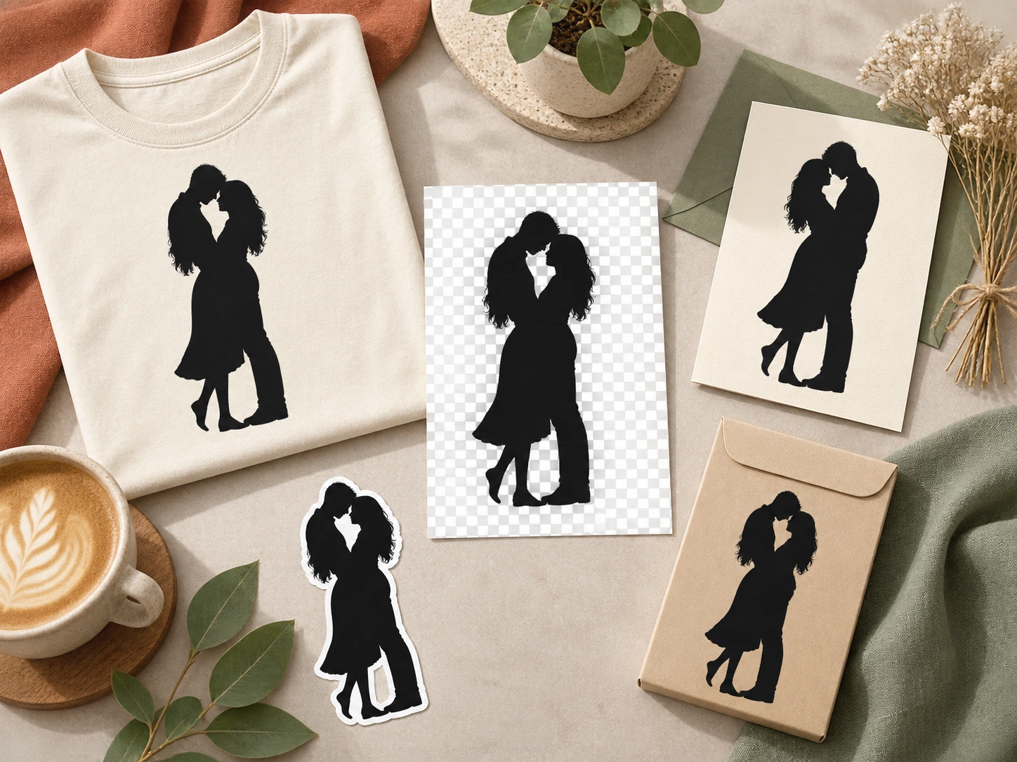 Transparent silhouette PNG used in a design layout